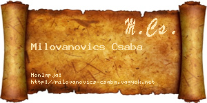 Milovanovics Csaba névjegykártya